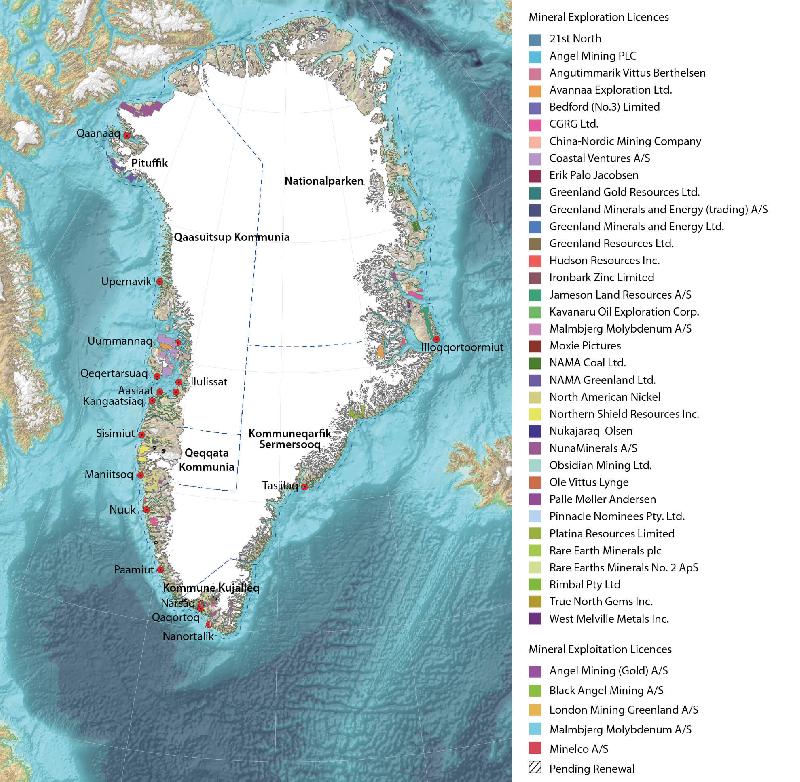 Figure 7.1 Overview map of mineral licenses and major mining projects in...