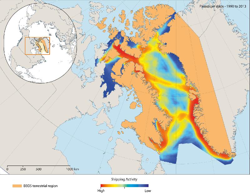 Figure 8.3 Map of the total volume of passenger ships in the BBDS region,...